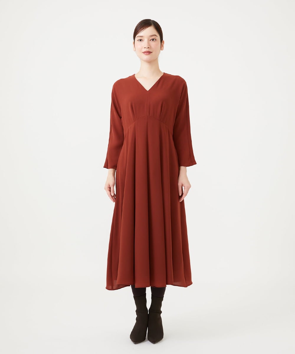GBEAH40540 Sybilla(シビラ) ハイウエストVネックドレス ブラウン