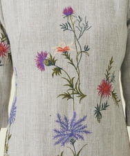 GBEAS18990 Sybilla(シビラ) リネンウールフラワー刺繍ドレス グレージュ