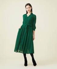GBEAV09560 Sybilla(シビラ) オープンカラーシアードレス グリーン