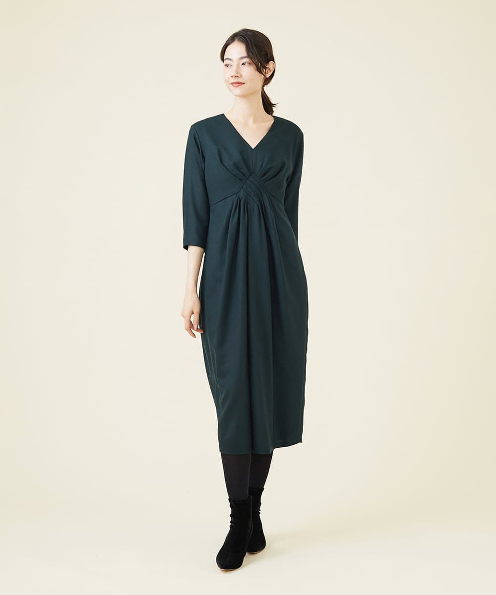 GBEAV33600 Sybilla(シビラ) ウールアムンゼンタックデザインドレス グリーン