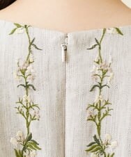 GBEAW78990 Sybilla(シビラ) フラワー刺繍リネンウールドレス グレージュ