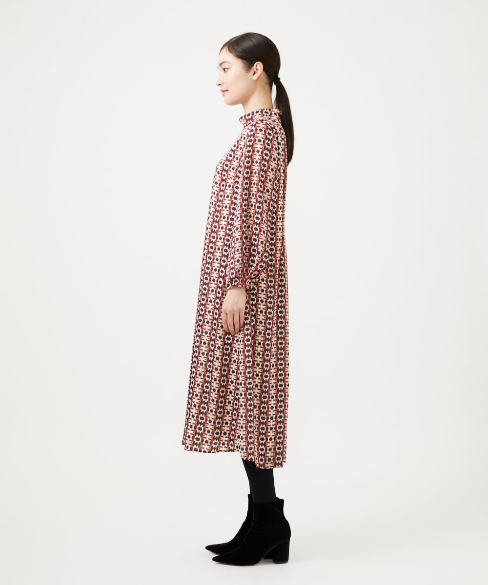 GBECD01700 Sybilla(シビラ) ジオメトリックオパールドレス レッド系