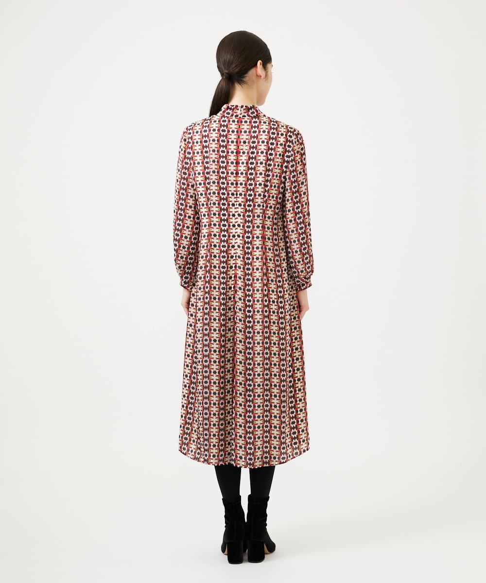 GBECD01700 Sybilla(シビラ) ジオメトリックオパールドレス レッド系