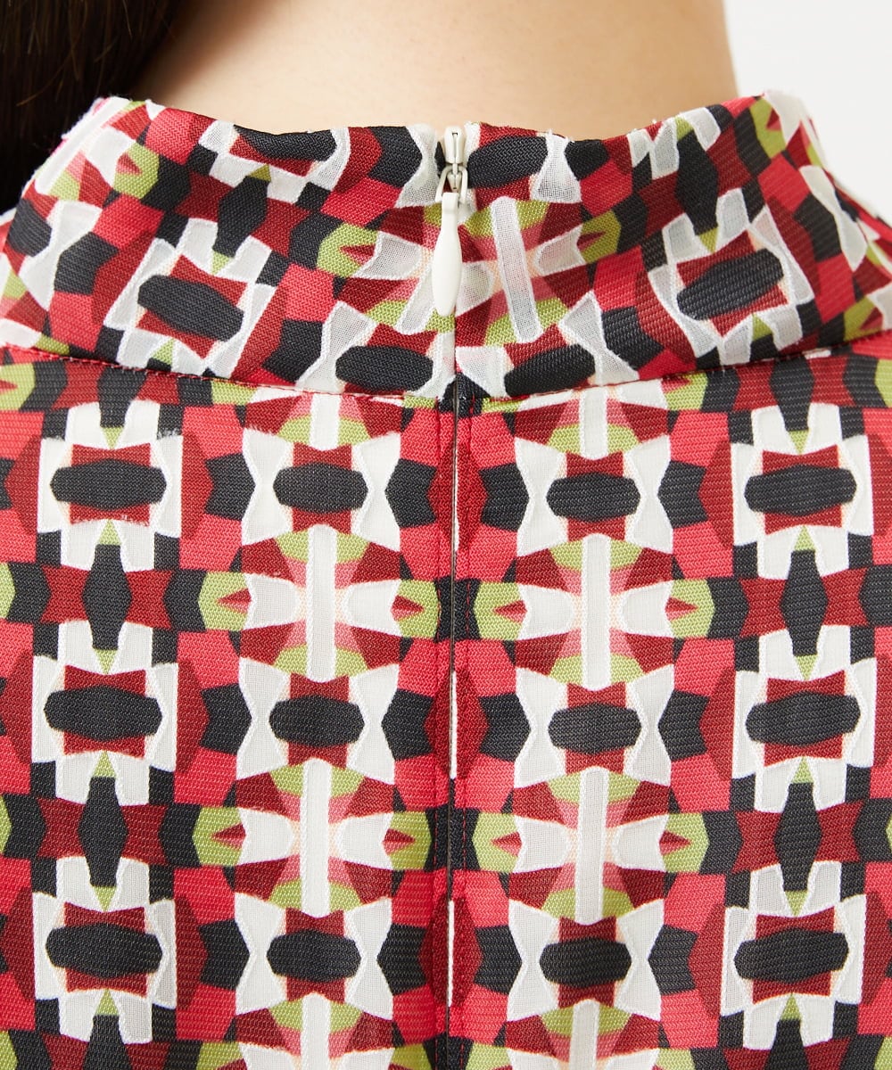 GBECD01700 Sybilla(シビラ) ジオメトリックオパールドレス レッド系