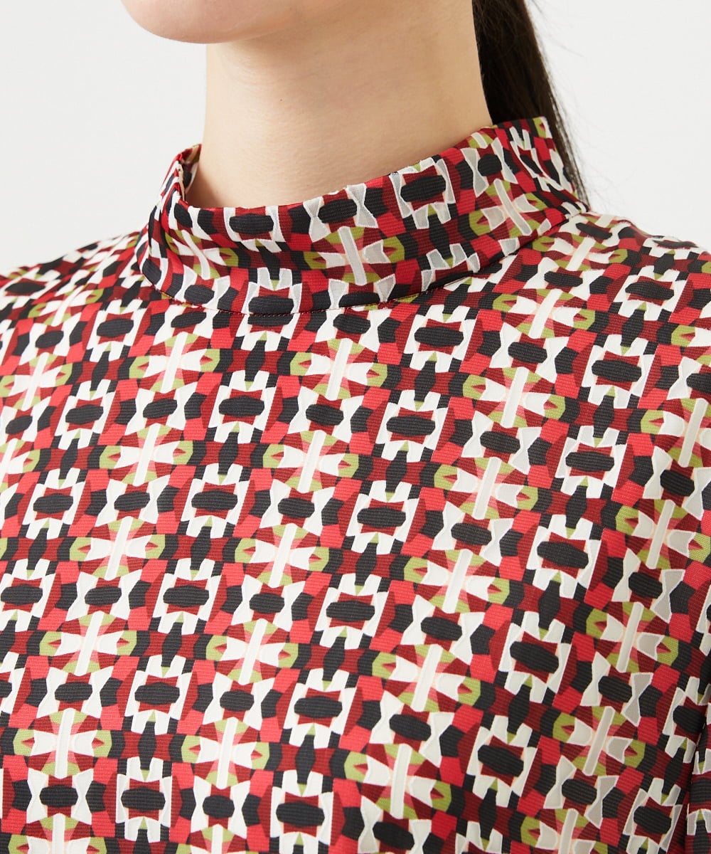 GBECD01700 Sybilla(シビラ) ジオメトリックオパールドレス レッド系