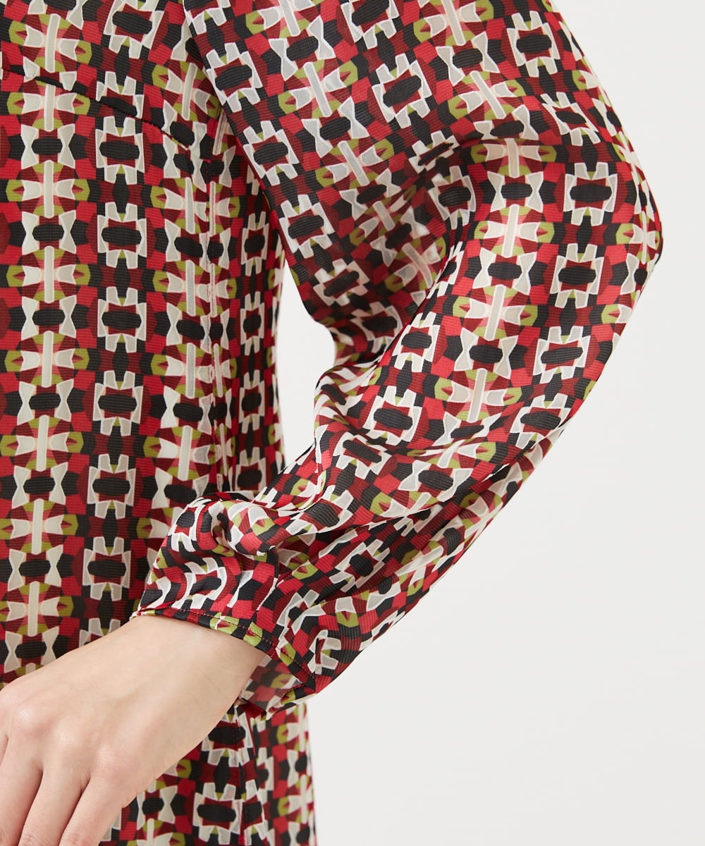 GBECD01700 Sybilla(シビラ) ジオメトリックオパールドレス レッド系