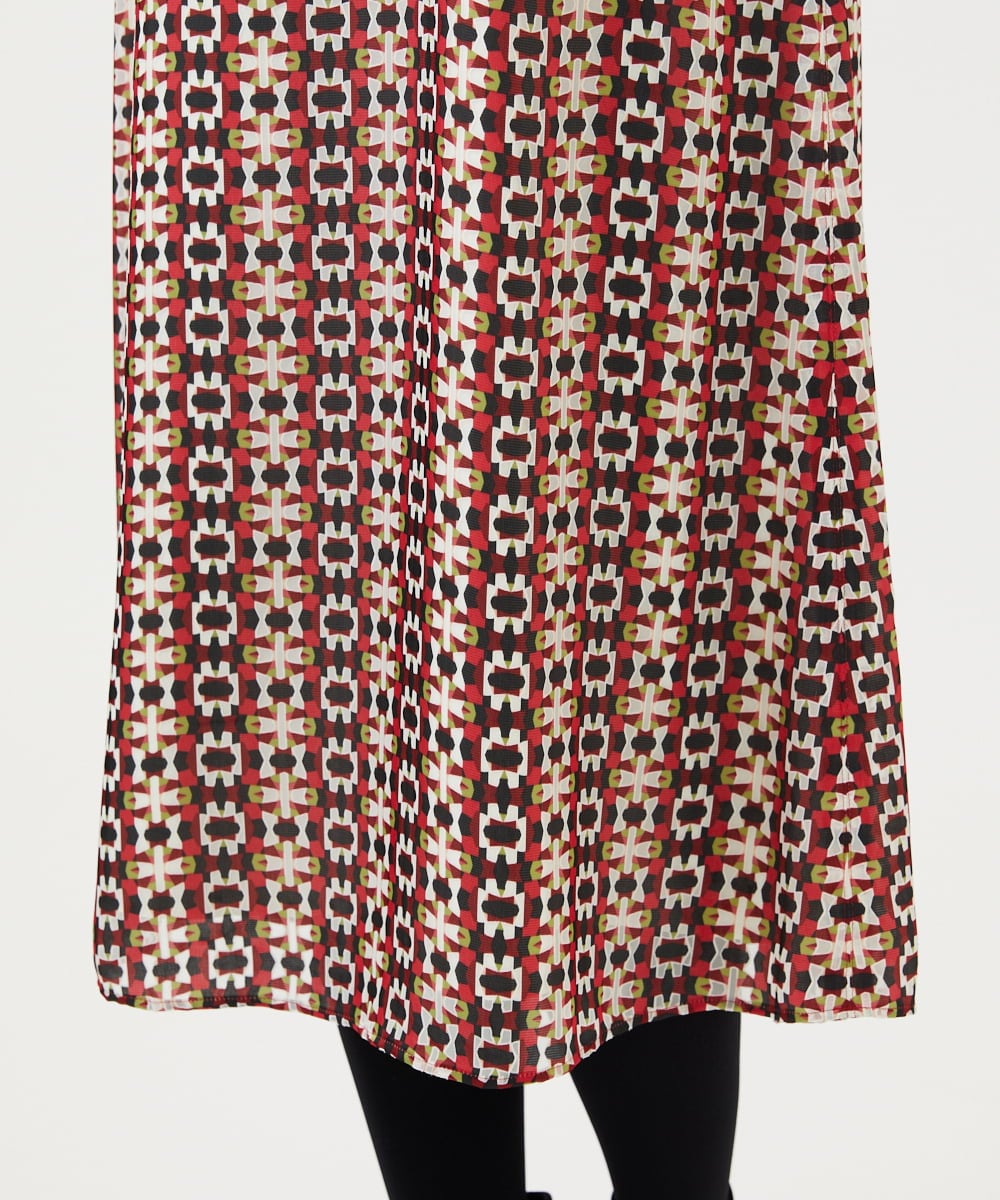 GBECD01700 Sybilla(シビラ) ジオメトリックオパールドレス レッド系