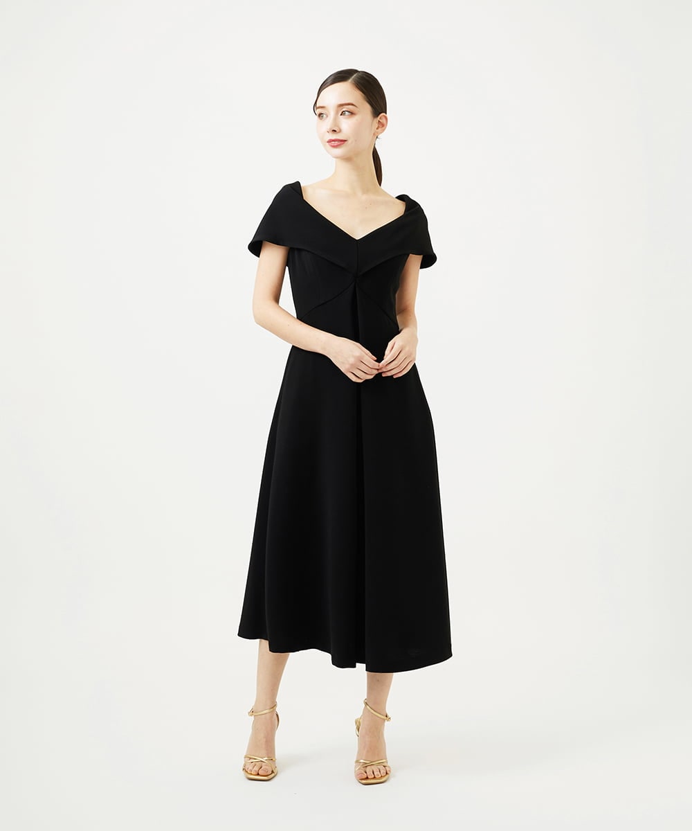 GBECD34900 Sybilla(シビラ) ワイドカラーVネックドレス ブラック