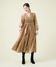 GBECT12790 Sybilla(シビラ) 【MONOTONE】ゴールドスモッキングドレス ゴールド