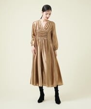 GBECT12790 Sybilla(シビラ) 【MONOTONE】ゴールドスモッキングドレス ゴールド