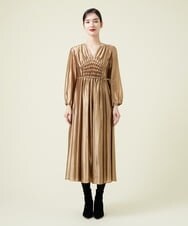 GBECT12790 Sybilla(シビラ) 【MONOTONE】ゴールドスモッキングドレス ゴールド