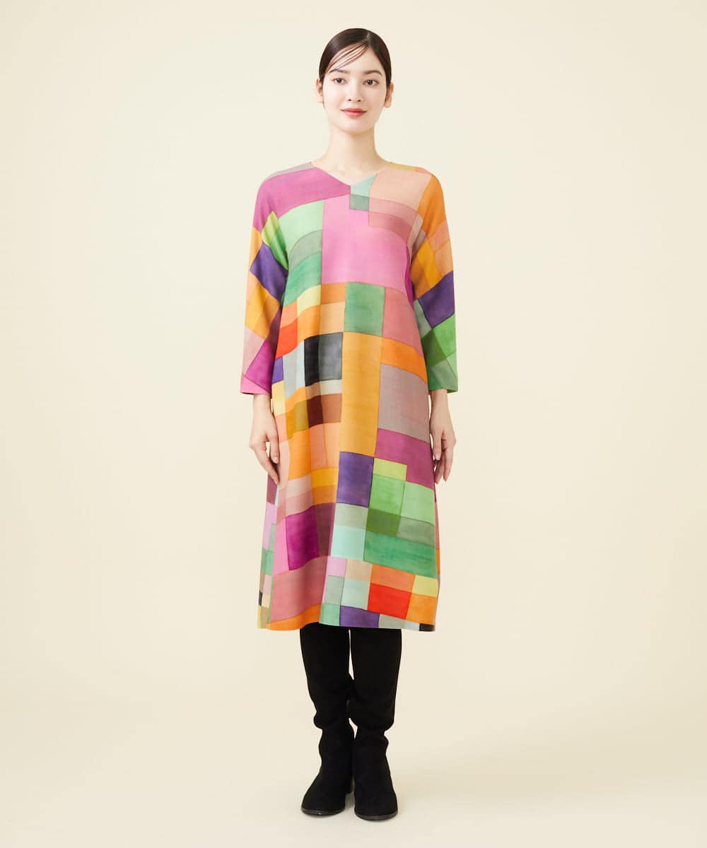 GBECW28630 Sybilla(シビラ) マルチカラーブロックドレス マルチカラー