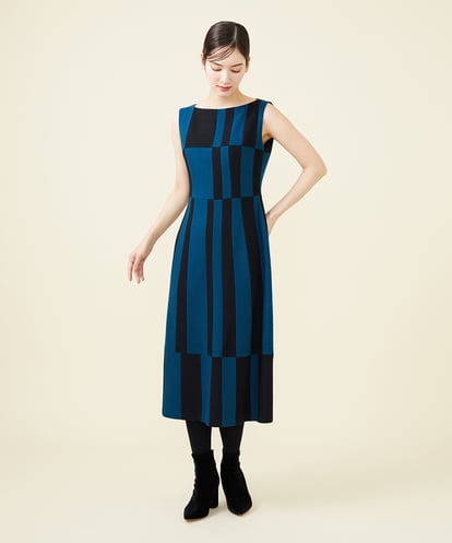 GBECX38700 Sybilla 【blue&black】バイカラーパッチワークドレス