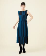 GBECX38700 Sybilla(シビラ) 【blue&black】バイカラーパッチワークドレス ブルー×ブラック