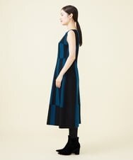 GBECX38700 Sybilla(シビラ) 【blue&black】バイカラーパッチワークドレス ブルー×ブラック