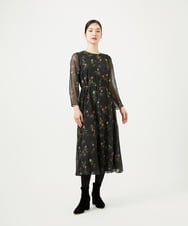 GBEED01900 Sybilla(シビラ) ドットフラワー刺繍ドレス ブラック