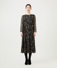 GBEED01900 Sybilla(シビラ) ドットフラワー刺繍ドレス ブラック