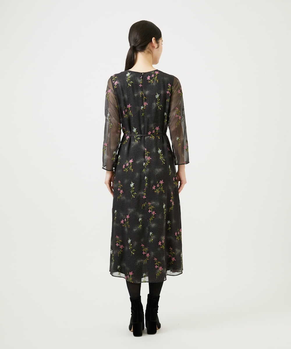 GBEED01900 Sybilla(シビラ) ドットフラワー刺繍ドレス ブラック