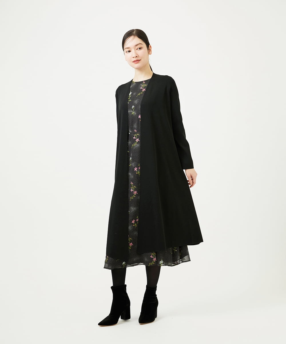 GBEED01900 Sybilla(シビラ) ドットフラワー刺繍ドレス ブラック