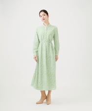 GBEEE03630 Sybilla(シビラ) ランダムドットプリントドレス グリーン×アイボリー