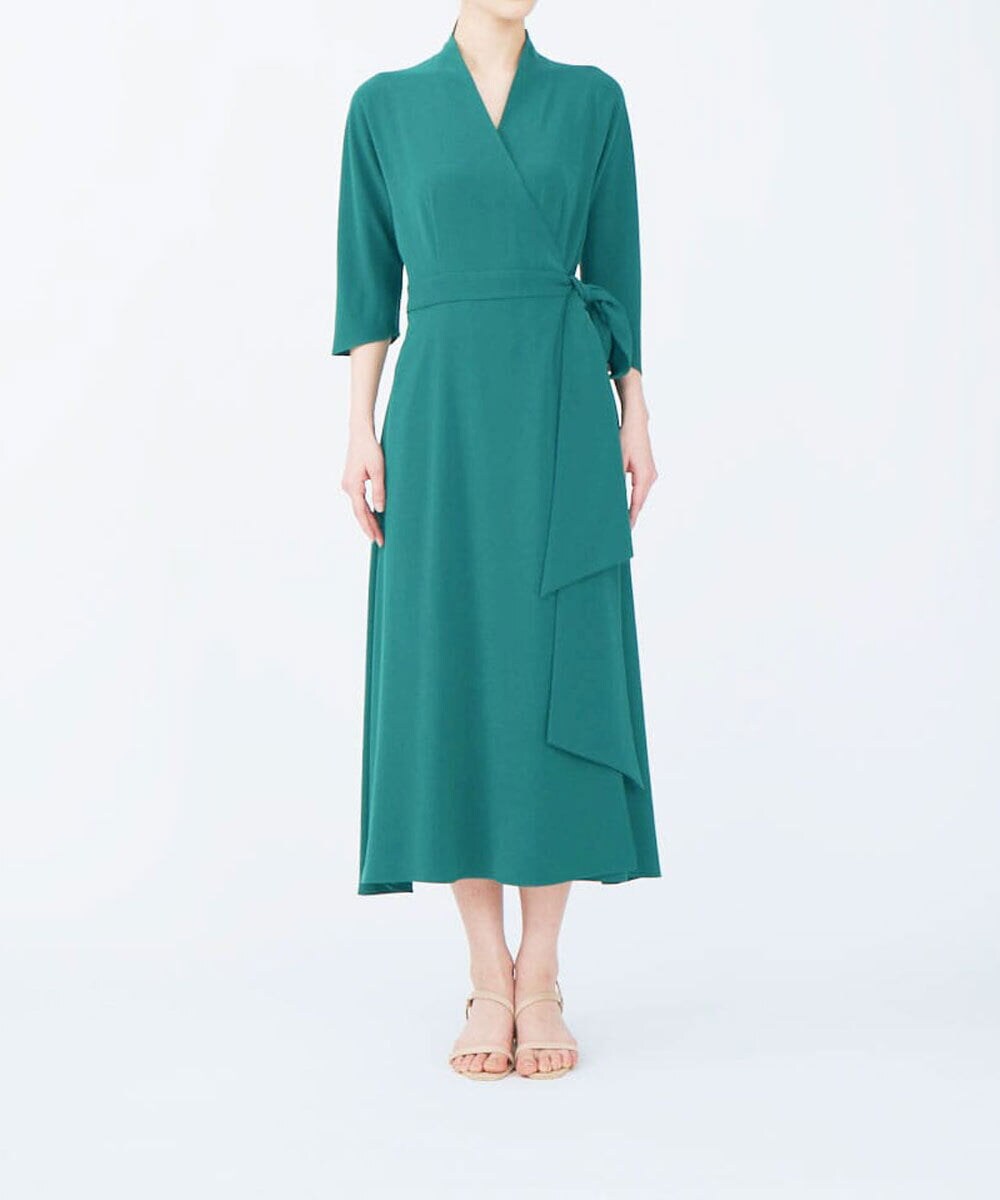 GBEEM38590 Sybilla(シビラ) 【sybilla the dress】カシュクールストレッチドレス グリーン