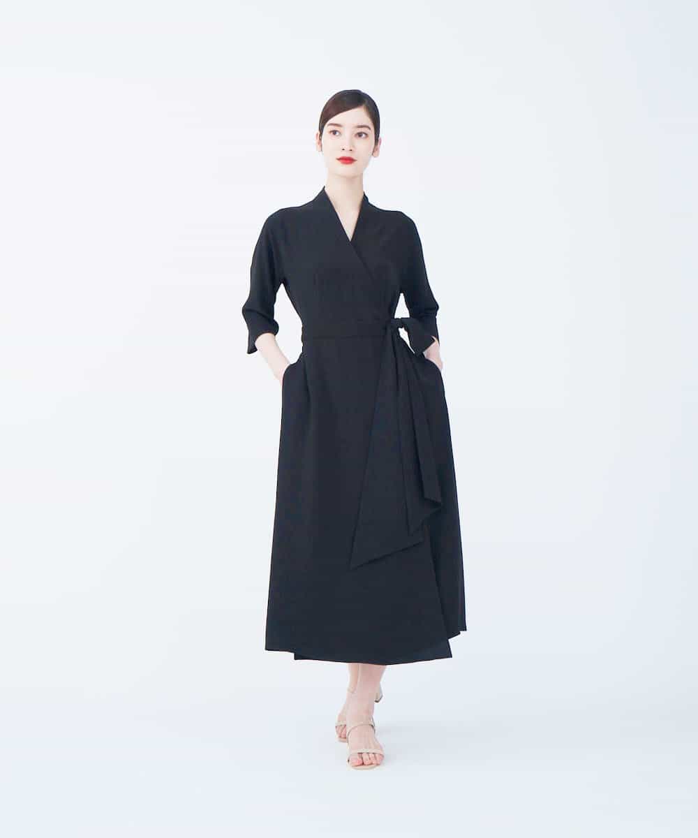 GBEEM38590 Sybilla(シビラ) 【sybilla the dress】カシュクールストレッチドレス ブラック