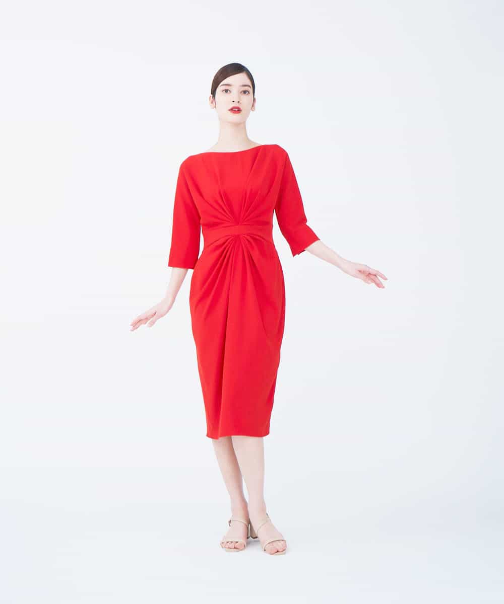 GBEEN49590 Sybilla(シビラ) 【ドラマ着用】【sybilla the dress】センタータックデザインドレス レッド