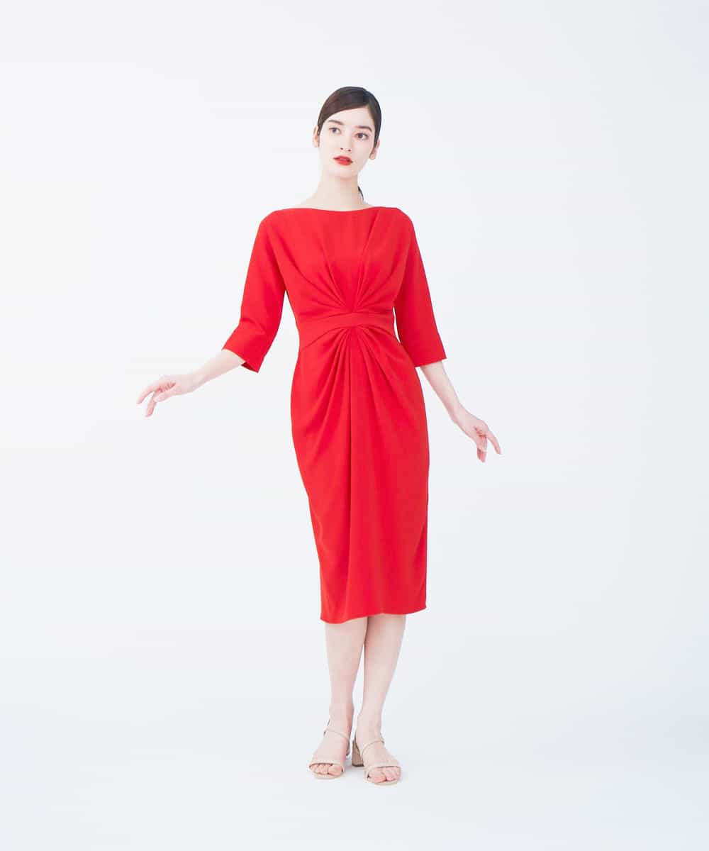 GBEEN49590 Sybilla(シビラ) 【ドラマ着用】【sybilla the dress】センタータックデザインドレス レッド