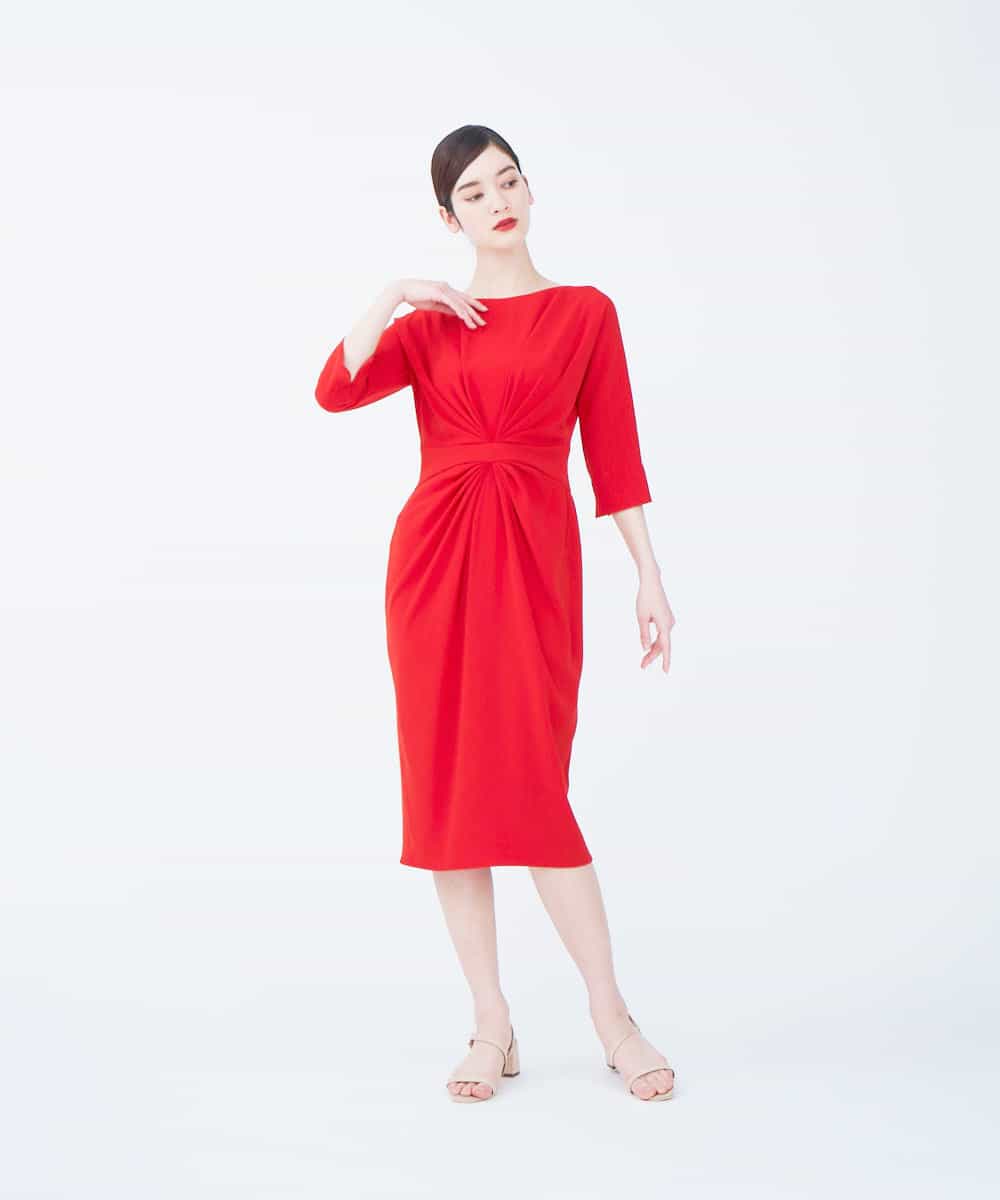 GBEEN49590 Sybilla(シビラ) 【ドラマ着用】【sybilla the dress】センタータックデザインドレス レッド
