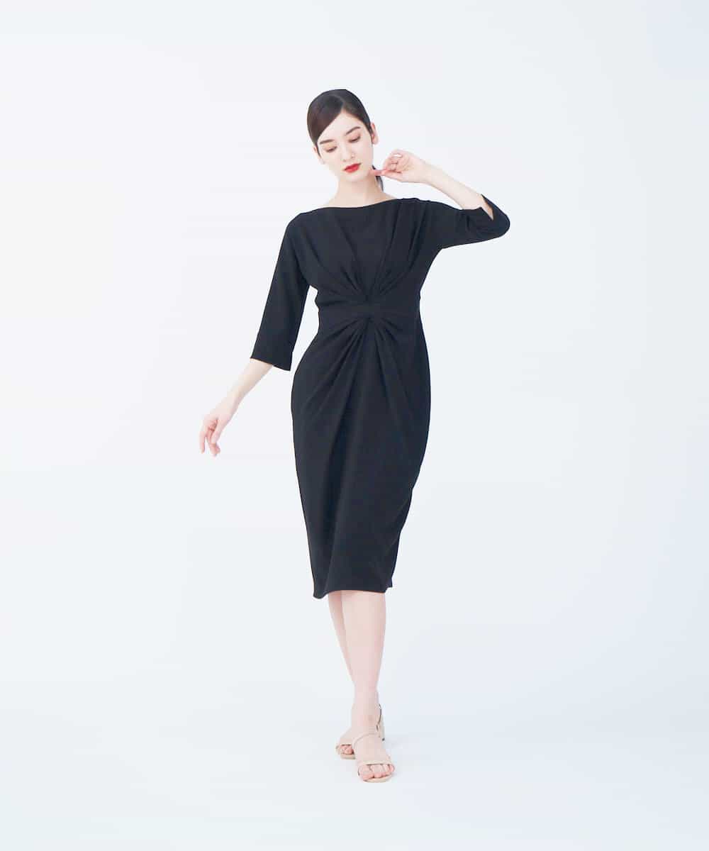 GBEEN49590 Sybilla(シビラ) 【ドラマ着用】【sybilla the dress】センタータックデザインドレス ブラック