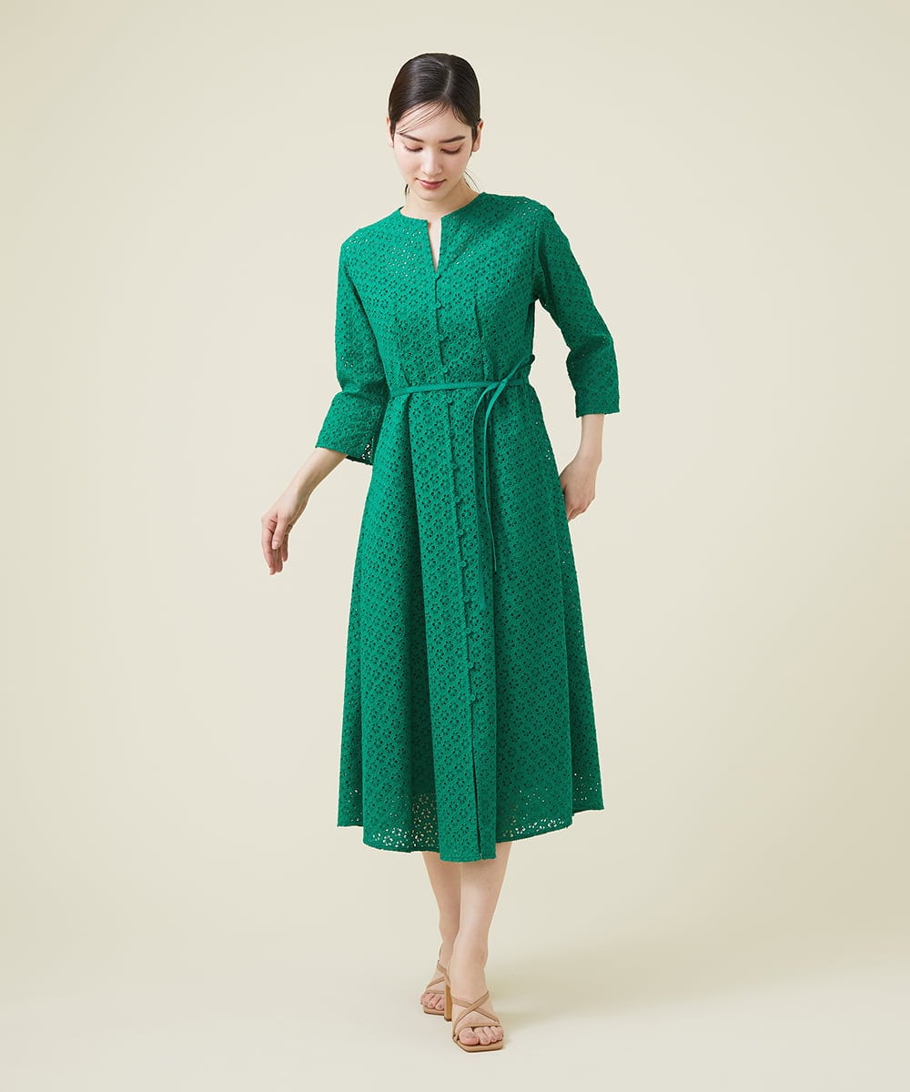 GBEET07690 Sybilla(シビラ) ボーラーフラワーレースワンピース グリーン