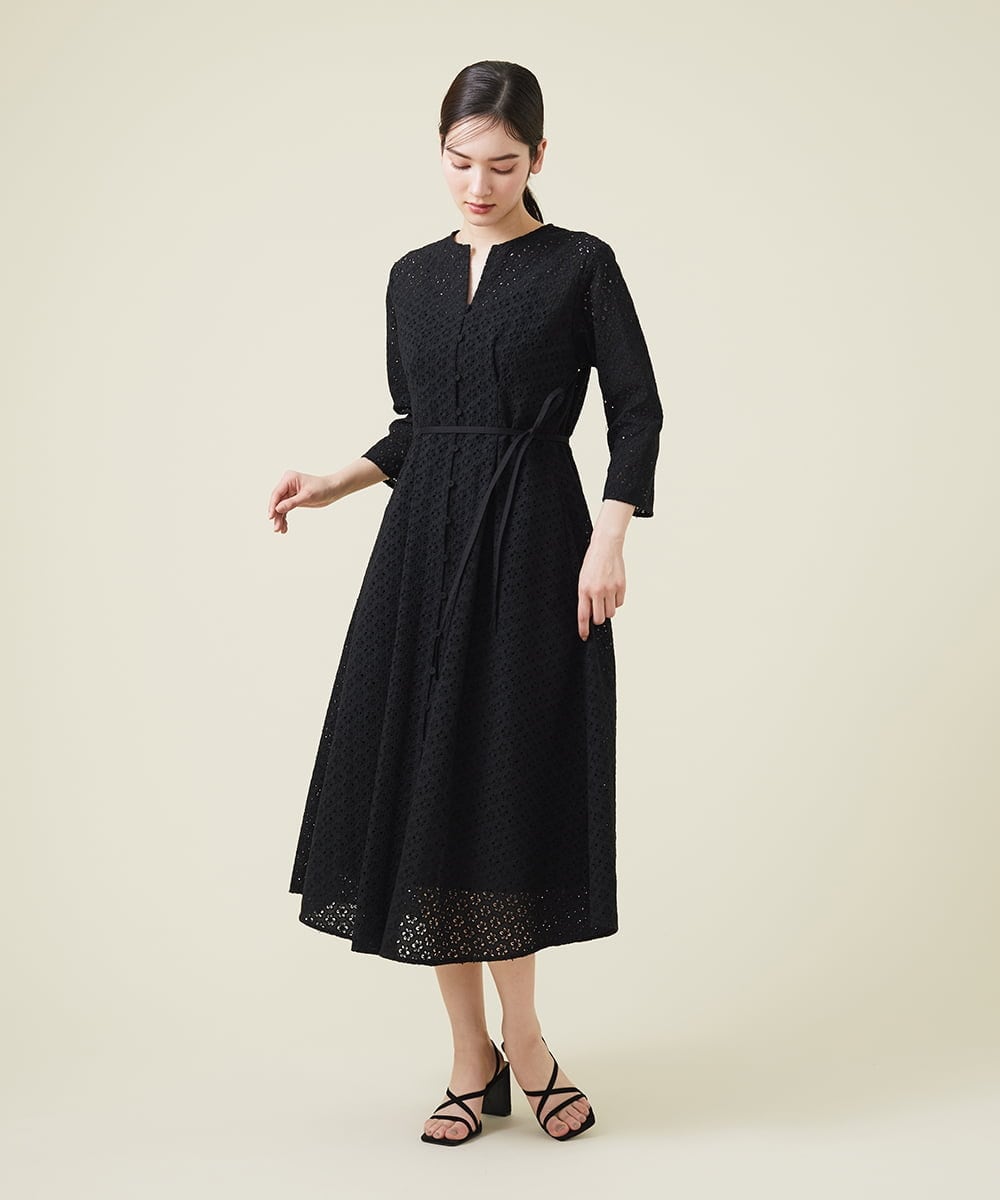 GBEET07690 Sybilla(シビラ) ボーラーフラワーレースワンピース ブラック
