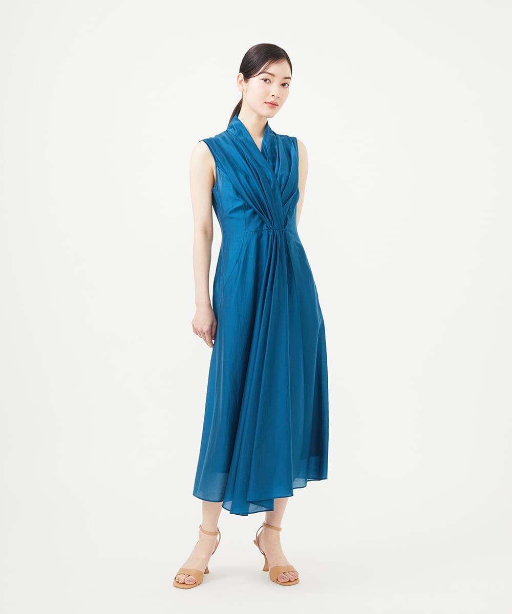 GBEGA05630 Sybilla(シビラ) 【SMART DRESS】フロントドレープドレス ブルー