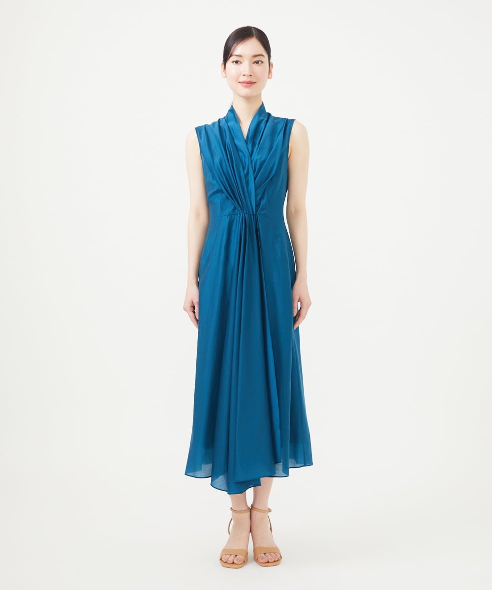 GBEGA05630 Sybilla(シビラ) 【SMART DRESS】フロントドレープドレス ブルー