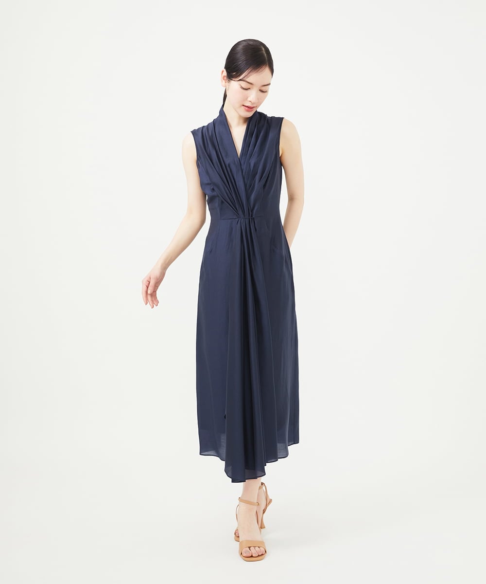 GBEGA05630 Sybilla(シビラ) 【SMART DRESS】フロントドレープドレス ネイビー