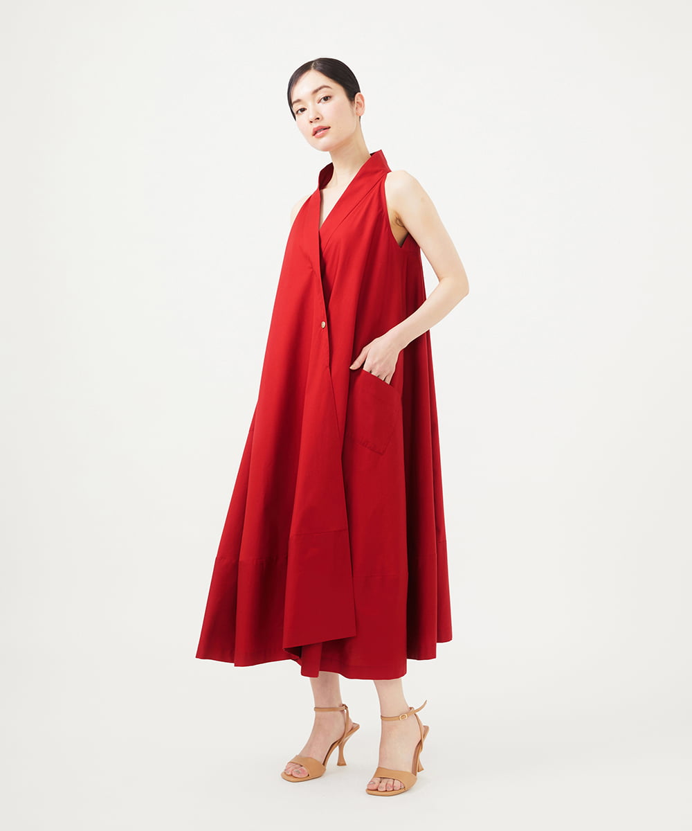 GBEGA58590 Sybilla(シビラ) 【SMART DRESS】オフカラーアメリカンスリーブドレス レッド