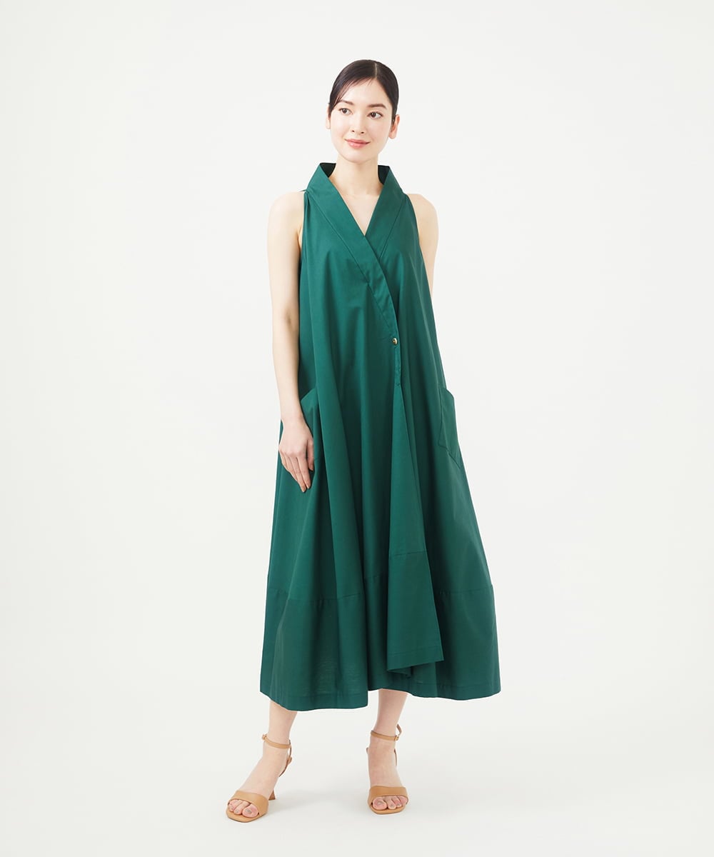 GBEGA58590 Sybilla(シビラ) 【SMART DRESS】オフカラーアメリカンスリーブドレス グリーン