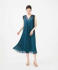 GBEGB40700 Sybilla(シビラ) バイカラープリーツドレス グリーン