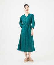 GBEGB45630 Sybilla(シビラ) ウェーブデザインリネンドレス グリーン