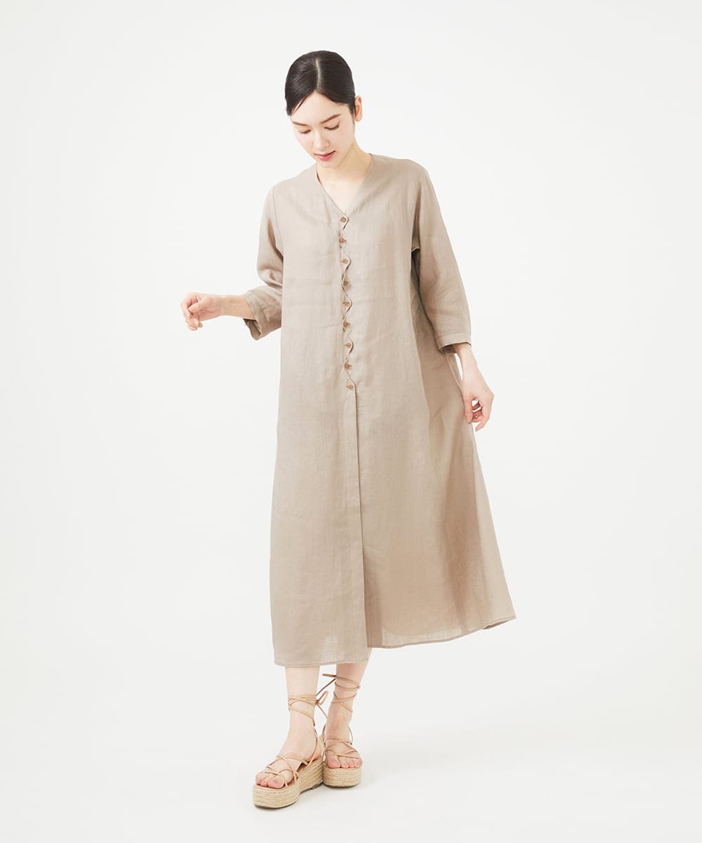 GBEGB45630 Sybilla(シビラ) ウェーブデザインリネンドレス ベージュ
