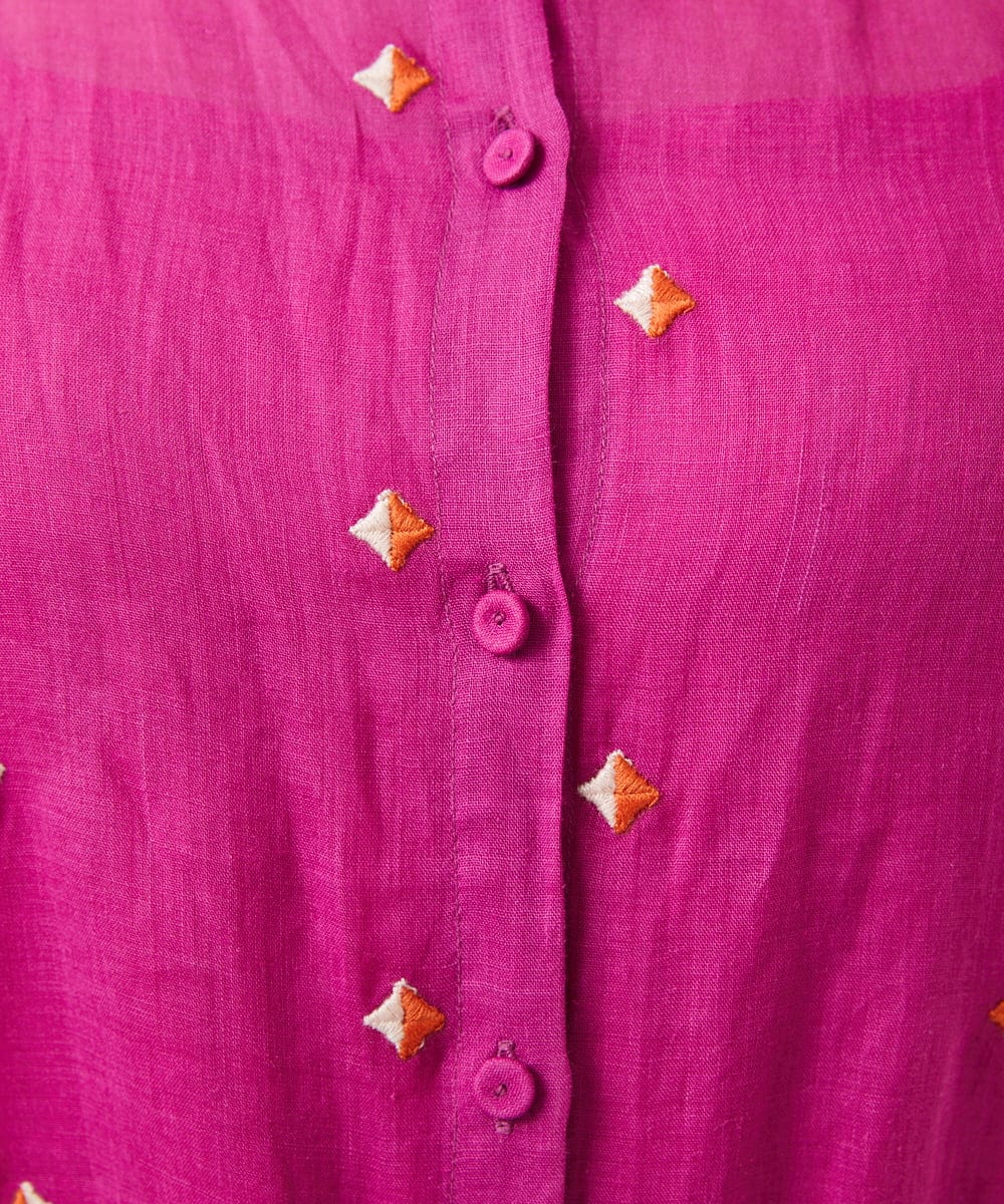 GBEGE41500 Sybilla(シビラ) ダイヤ刺繍リネンドレス フューシャ