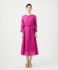 GBEGE41500 Sybilla(シビラ) ダイヤ刺繍リネンドレス フューシャ