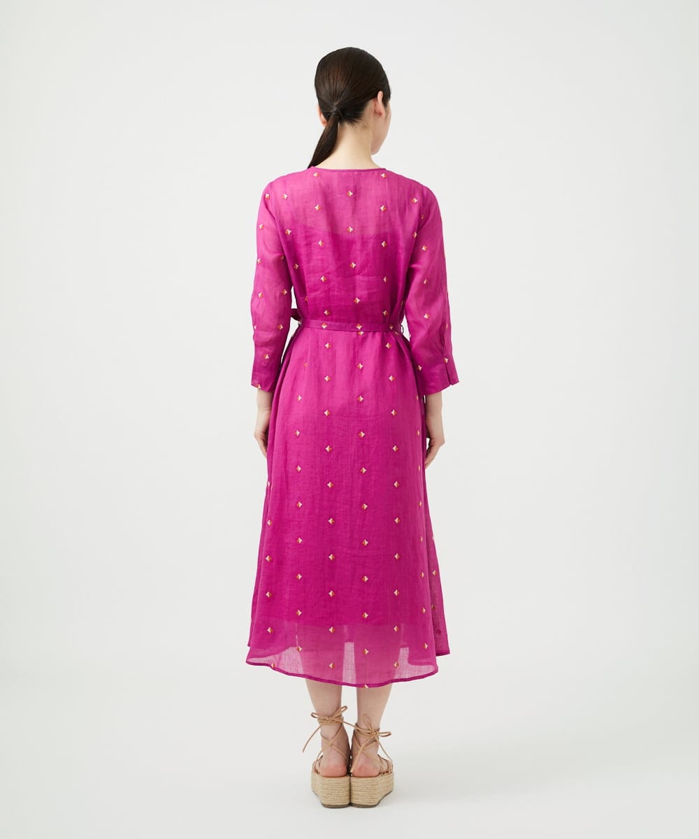 GBEGE41500 Sybilla(シビラ) ダイヤ刺繍リネンドレス フューシャ