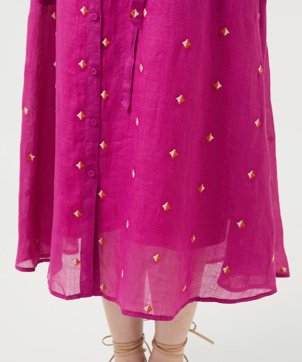 GBEGE41500 Sybilla(シビラ) ダイヤ刺繍リネンドレス フューシャ