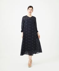 GBEGE41500 Sybilla(シビラ) ダイヤ刺繍リネンドレス ダークネイビー