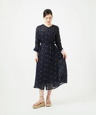 GBEGE41500 Sybilla(シビラ) ダイヤ刺繍リネンドレス ダークネイビー