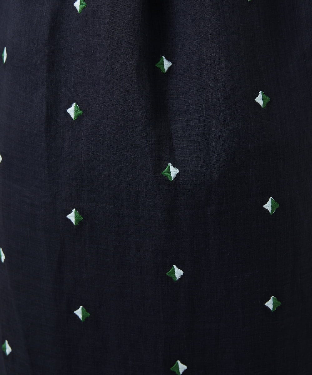 GBEGE41500 Sybilla(シビラ) ダイヤ刺繍リネンドレス ダークネイビー