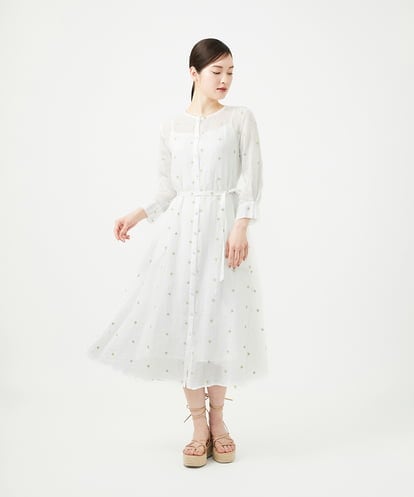 GBEGE41500 Sybilla ダイヤ刺繍リネンドレス