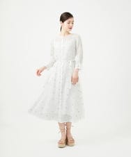 GBEGE41500 Sybilla(シビラ) ダイヤ刺繍リネンドレス ホワイト