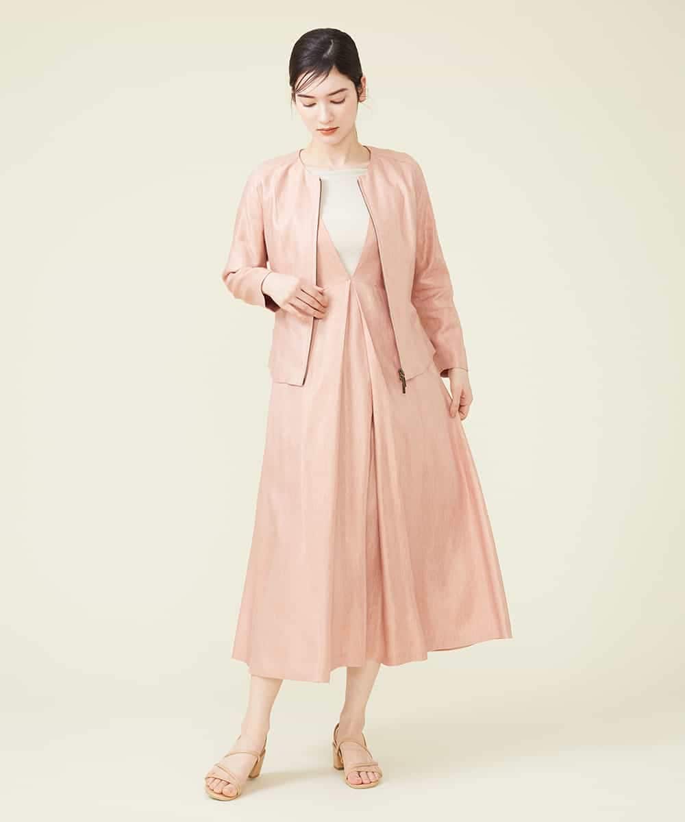 GBEGQ20560 Sybilla(シビラ) Vネックタックジャンパードレス ピンク